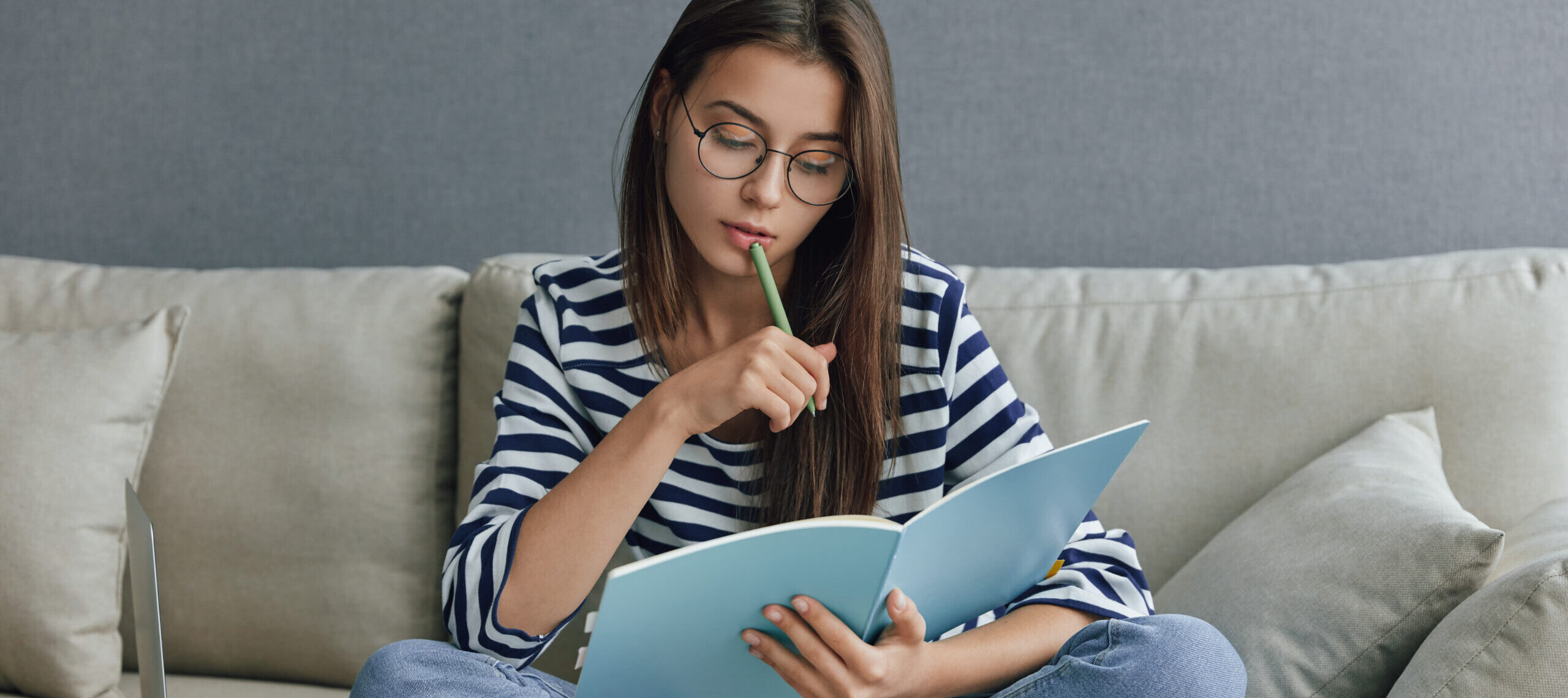 A thoughtful girl conducts a feasibility study